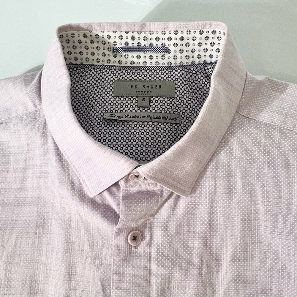 Ted Baker Men’s Short-Sleeve Button-Up Shirt Lilac Size 6